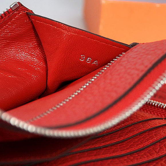 1:1 Quality Hermes Zipper Cards Wallet Togo Leather A908 Red Replica